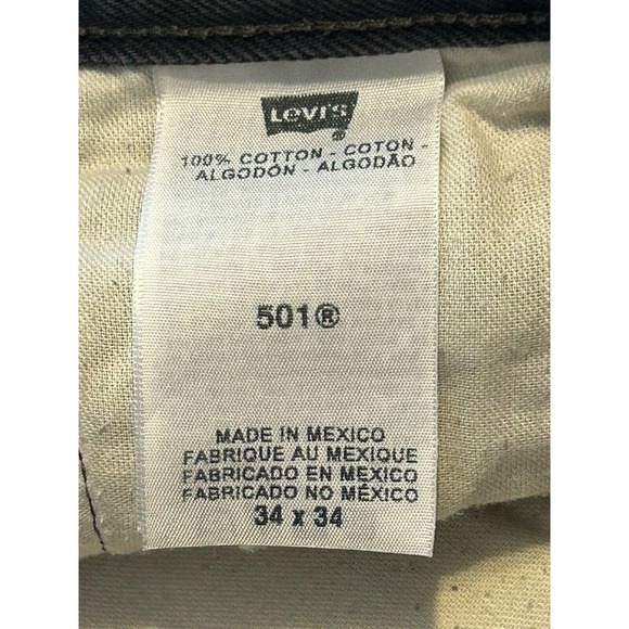 Levis 501 Jeans Mens Size 34 X 34 Black Label Straight Leg Dark Blue 32 X 31 1/2 - Picture 3 of 16